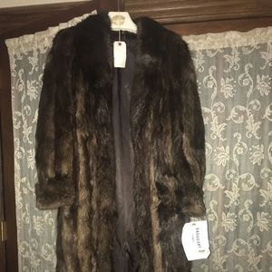 Vintage brown unplucked Canadian Beaver fur coat